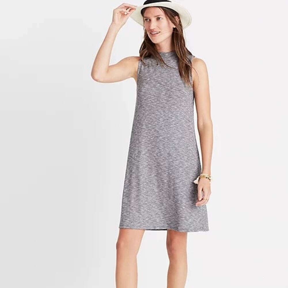 MADEWELL Marled Mockneck Swingy Tank Dress Gray Small S